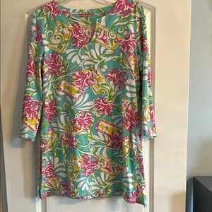 Pink and Red Sheath Top with 3/4 Sleeves for Casual Wear